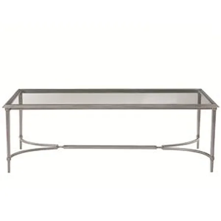 Metal Cocktail Table with Tempered Glass Top